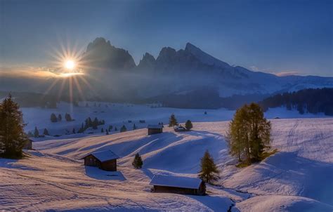 Wallpaper winter, forest, the sky, the sun, rays, light, snow, trees ...