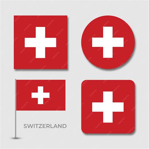 Premium PSD | National flags of switzerland set design template psd file