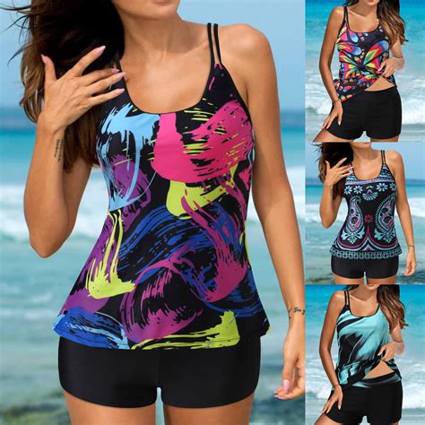 Jacenvly Plus Size Swimsuits for Women 2Pcs Clearance Swimdress Two ...