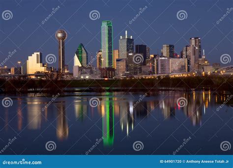 Downtown Dallas, Texas at Night with the Trinity River Editorial Image ...