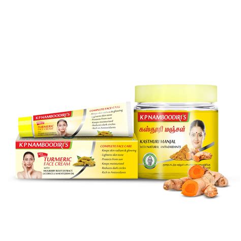 Ayurvedic Turmeric Face Cream (25gm x 3 ) and Kasthuri Manjal (50gm x 3 ...