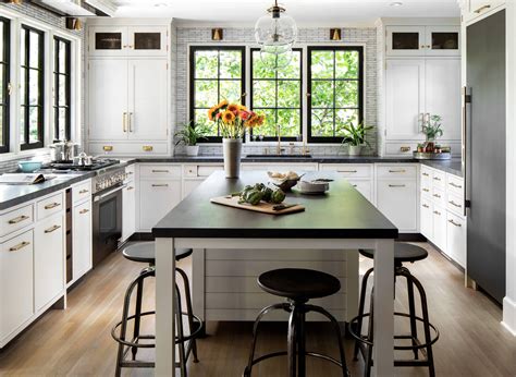 Black Granite Kitchen White Cabinets