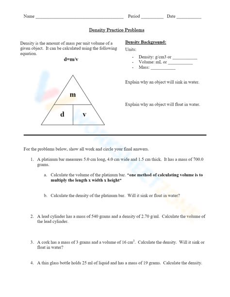 Image result for Density Practice Problems