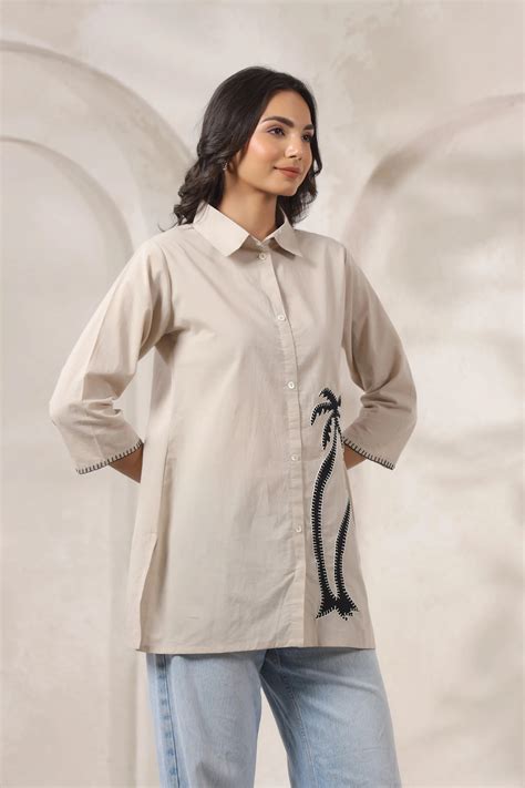 Black Palm Tree Patch Cotton Shirt – Kaftanize