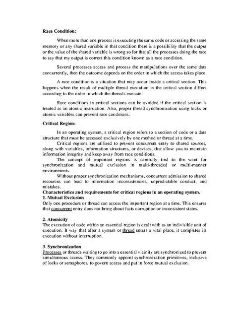 Race Conditions and Critical Regions Explained - CS 101 Notes - Studocu