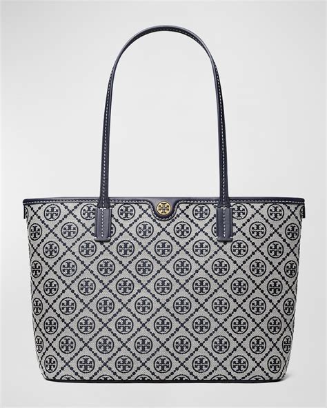 Tory Burch T Monogram Zip Canvas Tote Bag | Neiman Marcus