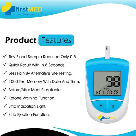 Firstmed BG-208 Glucometer with Test Strips - Accurate Blood Sugar ...