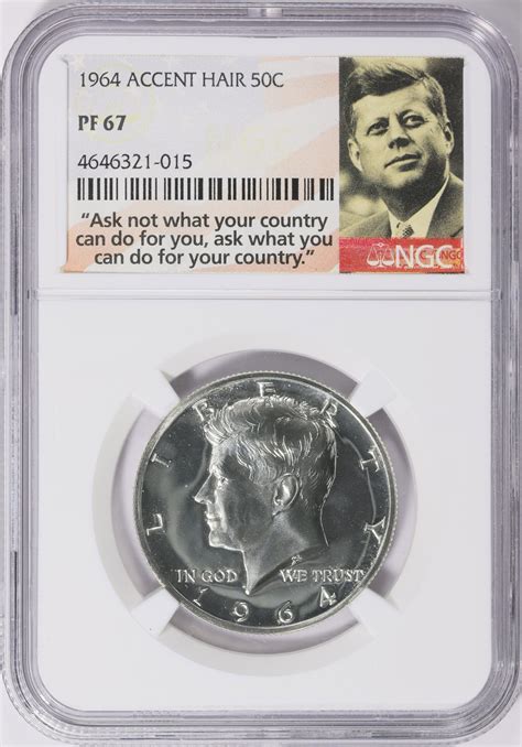 1964 Kennedy Half Dollar Accented Hair NGC Proof-67 (Item 1247538 ...