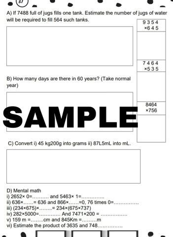 Class 4 Grade 4 Mathematics Practice Worksheets | Cbse/icse ...