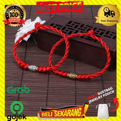 Promo GELANG TALI TIBET MERAH KEBERUNTUNGAN PRIA WANITA COUPLE BESI ORI ...