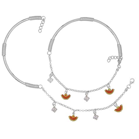 Silver Kada Charm Anklet – Veeram Jewels