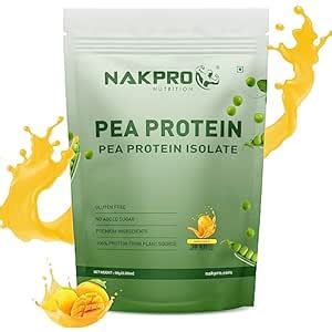 NAKPRO 100% Pea Protein Isolate, Mango - 1kg | 26g Protein, 4.9g BCAA ...