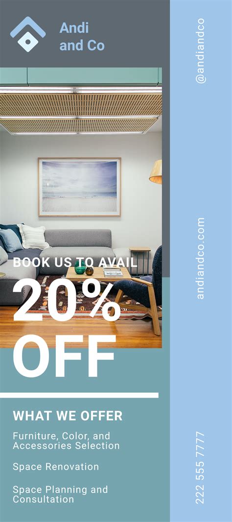 Free Interior Design Rack Card Template to Edit Online