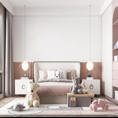 Contemporary Kids Room Design With Pink And White Striped Wallpaper