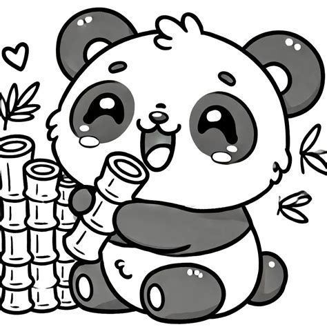 Kawaii Panda Colouring Pages