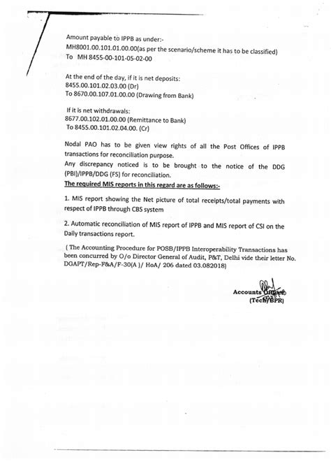 Accounting Procedures / Head of Accounts for POSb-IPPB Inter-operable ...