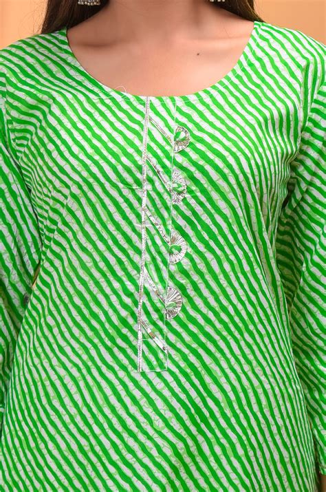 Green Jaipuri Leheria Plus size – Kurti Plus Size