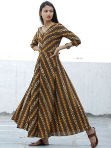 SYMMETRICALLY ASYMMETRIC - Hand Block Printed Front Open Cotton Dress ...