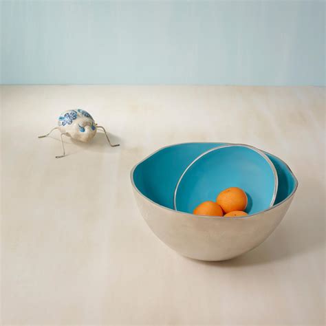 teal metal-enamel fusion fruit bowl- large - Ellementry – ellementry