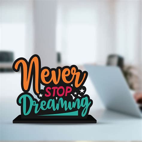 Buy Artvibes Wooden Never Stop Dreaming Motivational Quote Table Decor ...