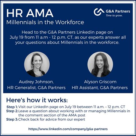 G&A Partners on LinkedIn: Join us for our LinkedIn HR AMA next Thursday, July 19th! Take a peek at…