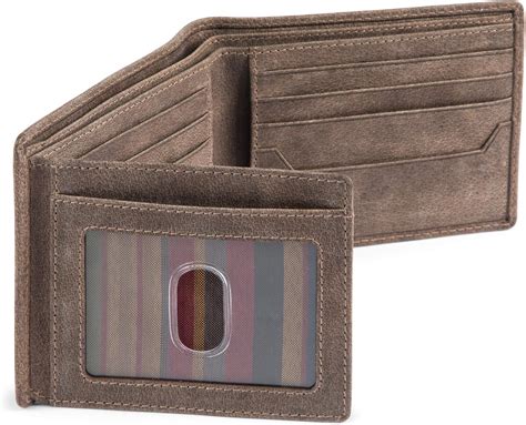 Buy RFID Mens Bifold Leather Wallet with 2 ID Windows Premium Security ...