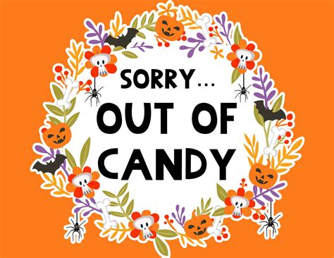 Free Printable Halloween Out of Candy Signs - Lovely Planner