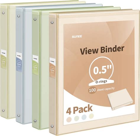 Amazon.com : SUNEE 3 Ring Binder 1/2 Inch 4 Pack, Clear Half Inch View ...