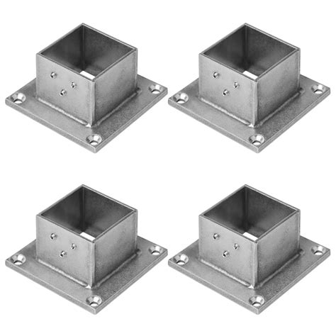 eoere 4 PCS 2" Square Post Flange Base Metal Floor Post Flange ...