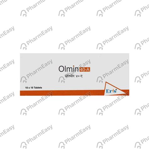 Olmin A 40mg Strip Of 10 Tablets: Uses, Side Effects, Price & Dosage ...
