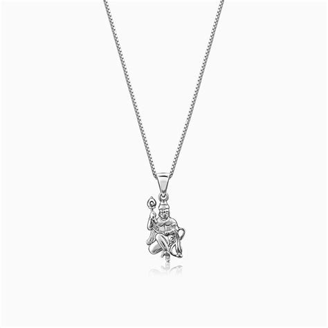 Silver Anjaneya Pendant with Box Chain for Men – Stylish & Durable ...