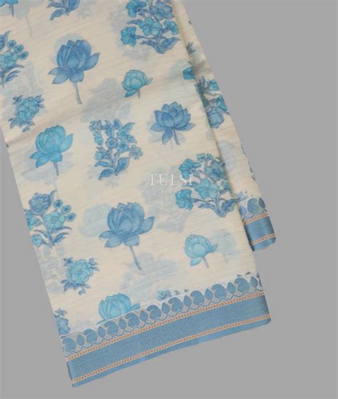 Buy Off - White Printed Cotton Saree T487211
