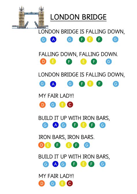 London Bridge is Falling Down - Easy Piano Music Sheet for Toddlers ...