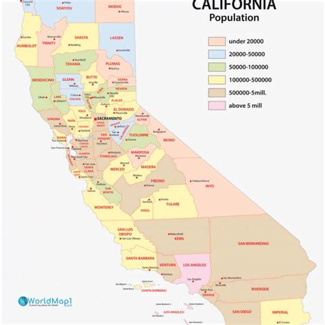 California Population Map - Guide of the World