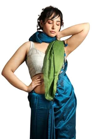 SLAGHA Women's Solid/Plain, Self Design, Color Block Handloom Pure ...