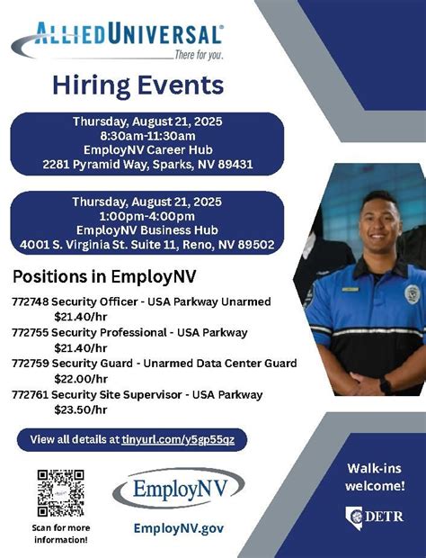 Allied Universal Hiring Event, EmployNV Career Hub, 2281 Pyramid Way ...