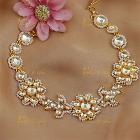 Jadau Kundan Floral Sheeshphool with Fish Motif & Pearl Detailing ...