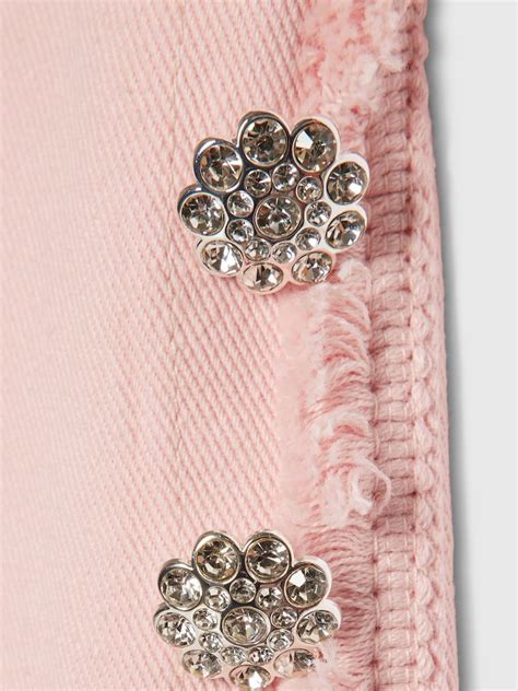 Buy River Island Pink Denim Button Peplum Top & Wide Leg Jeans Set from ...