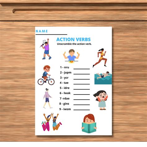Verbs Worksheet for Kids 的图像结果