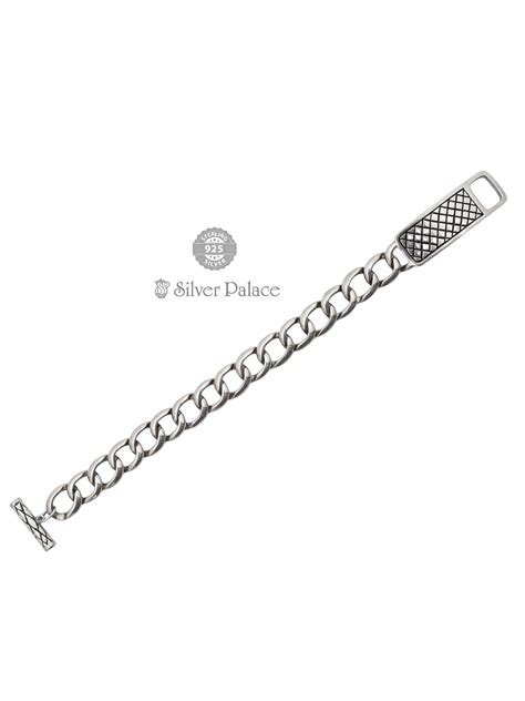 925 Oxidised Silver Hive Curb Chain Bracelet For Mens Maan Collection ...