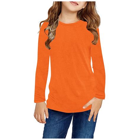 Erwazi Toddler Girls Long Sleeve Tees Basic Crewneck Soft T-shirts Kids ...