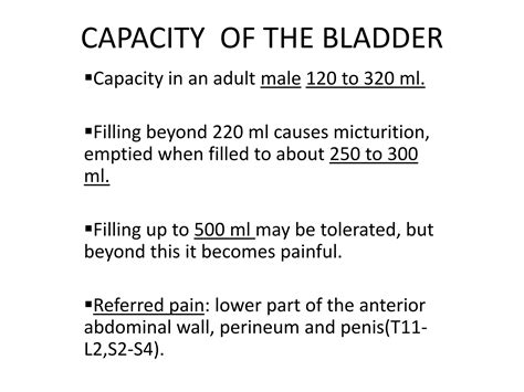 Capacity Of Urinary Bladder In Adults