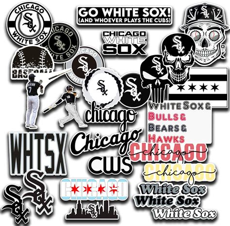 Buy Stickers Pack Chicago Vinyl White Decal Sox Aesthetic Stickers Pack ...
