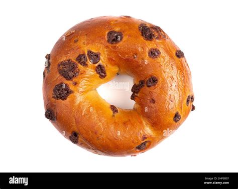 A Single Chocolate Chip Bagel Isolated on a White Background Stock ...