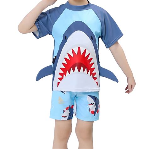 Toddler Boy Swimsuit 3 Piece Boys Swim Set Short Sleeve Boys Swim Shirt ...