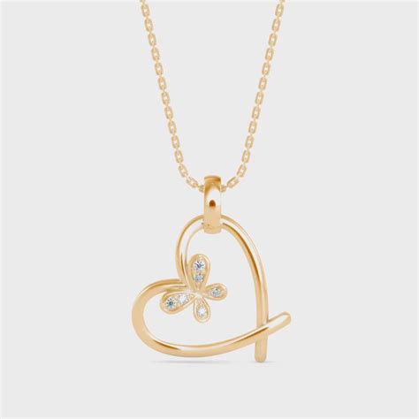 Heartfelt Flutter Lab-Grown Diamond Heart Pendant without Chain – Zavya