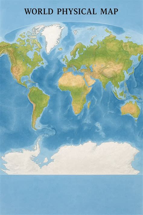 World Map with Physical Features 的图像结果