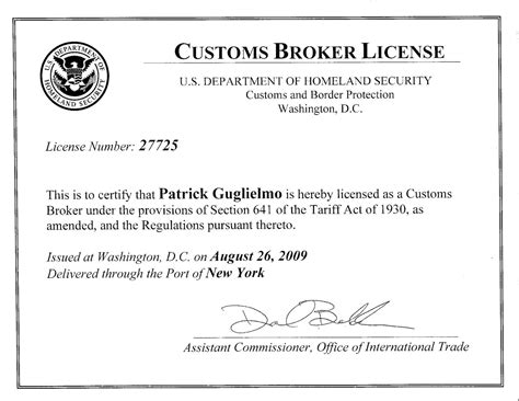 Customs Broker License
