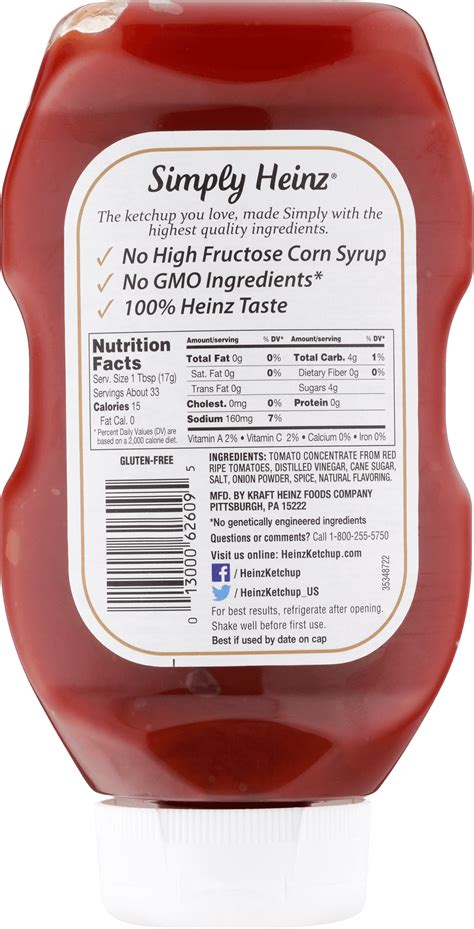 Simply Heinz Ketchup Nutrition Facts | Besto Blog