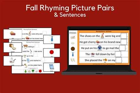 Fall Rhyming Picture Pairs and Sentences | Speech Therapy Ideas
